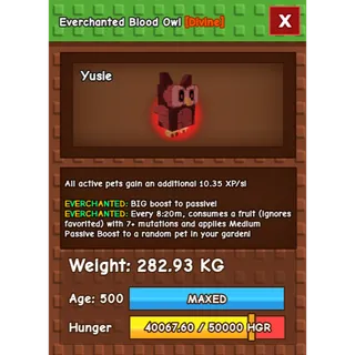 Everchanted Blood Owl Age 500 Weight 280KG ++