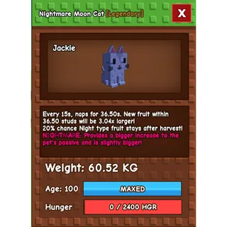 Nightmare Moon Cat Age 100 Weight 60kg ++ Ability Every 15 Second New Fruit 3x Larger
