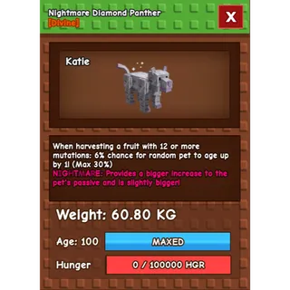 Nightmare Diamond Panther Age 100 Weight 60kg ++