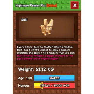 Nightmare Fennec Fox Age 100 Weight 60kg ++