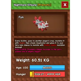 Nightmare Kitsune Age 100 Weight 60kg ++