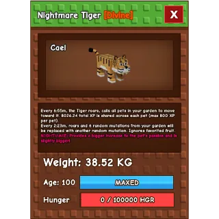 Nightmare Tiger Age 100 Weight 38kg ++