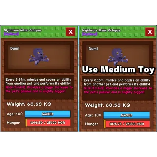 2x Nightmare Mimic Octopus Age 100 Weight 60kg ++ Ability 15 Second Using Medium Toy