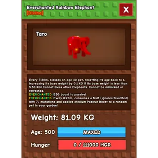 Everchanted Rainbow Elephant Age 500 Weight 80KG ++