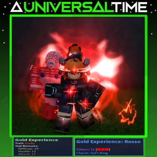 GODLY GOLD EXPERIENCE🛡️15🩷12🗡️17 AND P72 SOL'S RING UNU|AUT