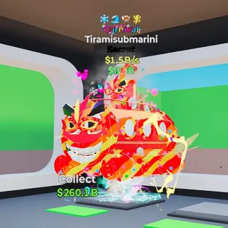 Fortnite Steal the Brainrot Tiramisubmarini 4 traits 1.5B/s