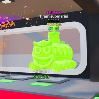 Steal the brainrot Rainbow Tiramisubmarini 900M/s