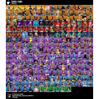 Fortnite account 252 skins , 224 emotes , ROUGUE SPIDER KNIGHT + leviathan axe + Limited edition OG STW + works all platforms ✅