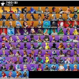 Fortnite Account 103 skins + 96 emotes + Travis Scott 🔥 + 152 backpacks 🎒 + works all platforms ✅ + with all information 🔥