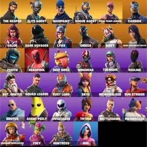 Fortnite fa acc 34 skins ( og stw + Reaper ) 1800 vbucks email changeable ✅