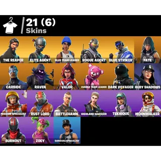 Fortnite account 21 skins + Reaper 🔥 + Elite agent + Mako glider 🔥+ Take the L 🔥 + Works all platforms ✅