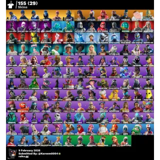 Fortnite account 155 skins + 140 emotes +power level 72 in stw ✅+  Duplex OG STW ✅ + Works all platforms ✅