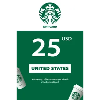 $25.00 USD Starbucks