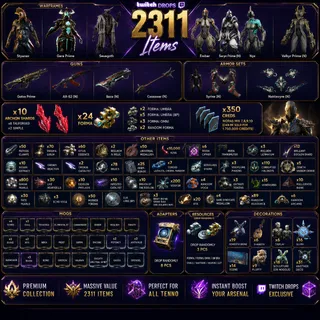 2311 Items | Styanax | Gara | Saryn | Gotva | 36 Formas | 10 Shards | 10k Kuva | Warframe Twitch Drops