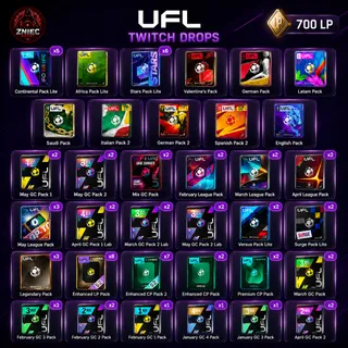74 Packs | 700 League Points | UFL Twitch Drops