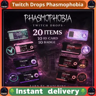 20 Items | 10 ID Card | 10 Badge | Twitch Drops Phasmophobia