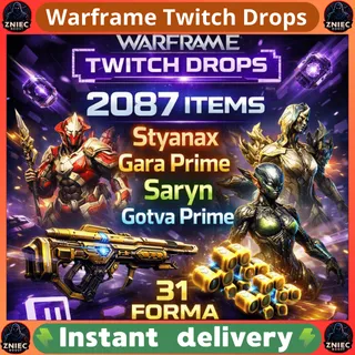 2087 Items | Styanax | Gara | Saryn | Gotva | 31 Forma | 6 Shards | 10k Kuva | Warframe Twitch Drops