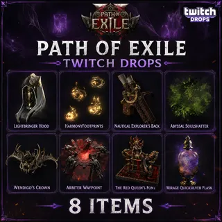 8 Items | Path of Exile 1 - 2 Twitch Drops