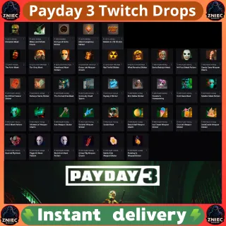 38 Items | Mask | Charm | Sticker | Payday 3 Twitch Drops