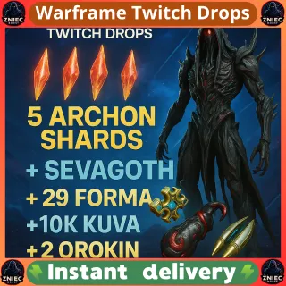 1696 Items | x5 Archon Shards | Sevagoth | 29 Forma | 10k Kuva | 2 Orokin | Warframe Twitch Drops