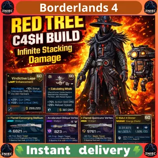 RED TREE C4SH BUILD! Infinite Stacking Damage ST4CKBOT C4SH ONESHOT + 60 Level | Borderlands 4