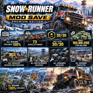 Snow Runner | 73 vehicles owned + Max level 30 + 160 million + ALL IN GAME 