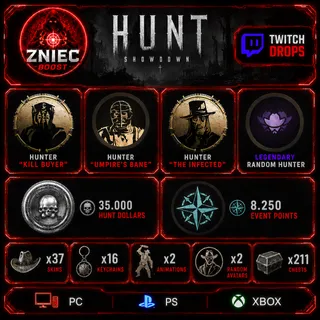 The Infected + Kill Buyer + Umpire's Bane + Legendary Random Hunter + 211 Crates | Twitch Drops Hunt: Showdown