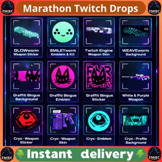 12 Items | 3 Weapon Skin | 3 Emblem | 3 Background | 3 Sticker | Marathon Twitch Drops