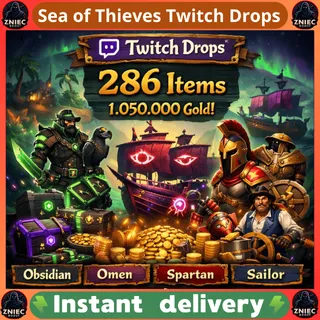 286 Items | 1.050.000 Gold | Obsidian | Omen | Spartan | Sailor | Sea of Thieves Twitch Drops