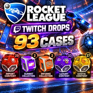 90 Cases | Exotic + Import + Rare + Inferno + Apex | Rocket League Twitch Drops