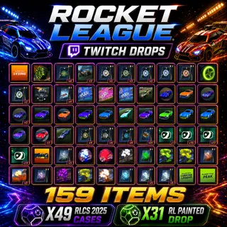 159 Items | RL Painted Drop + 49 STACK CASES RLCS 2025| Rocket League Twitch Drops
