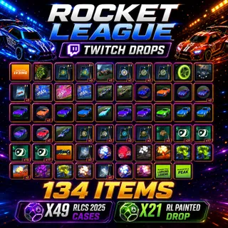 134 Items | RL Painted Drop + 49 STACK CASES RLCS 2025| Rocket League Twitch Drops