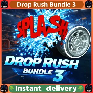 Drop Rush Bundle 3 | Big Splash Goal Explosion (Black) + Apex Wheels (Titanium White) | Rocket League