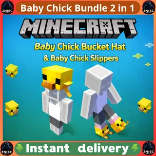 Baby Chick Bundle 2 in 1 | Baby Chick Slippers + Baby Chick Bucket Hat | Minecraft