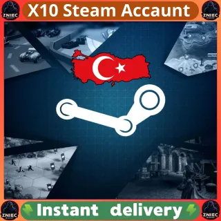 x10 Steam accounts | Complete Data Change | Region Turkey
