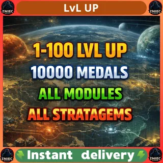 LvL UP 1-100 + 10000 Medals + All Modules + All Stratagems + XP Weapon/Char | Helldivers 2 [PC/PS/XBOX]