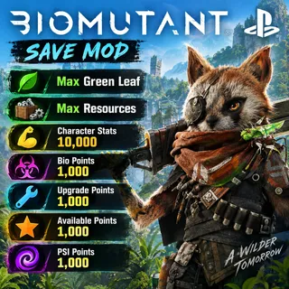 Biomutant | Maximum LVL + Resources + Stats + All Upgrade Points  10000 | Modded Save PS