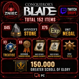 162 Items | Glory | Consumables | Artificer's Stone  |  Unit Medal | Conqueror's Blade Twitch Drops