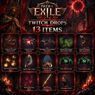 13 Items | Pet + Hood + Sprays + Attachment | Path of Exile Twitch Drops