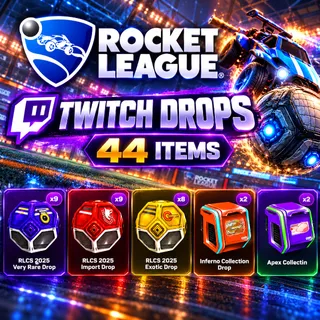 44 Items | 30 Cases | Exotic + Import + Rare + Inferno + Apex | Rocket League Twitch Drops