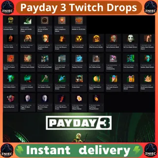 38 Items | Mask | Charm | Sticker | Payday 3 Twitch Drops
