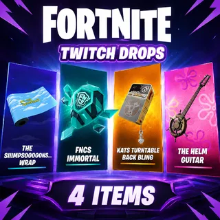 4 Items | Guitar + KATS Turntable Back Bling + FNCS Immortal + The Siiimpsooooons | Fortnite Twitch Drops