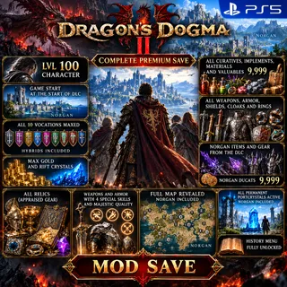 Dragon’s Dogma 2 Dark Arisen DLC | Fresh Start | All Unlocked | Lvl 100 Character | PS5