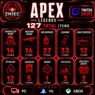 127 Items | Hero Skins | Weapon Skins  | Holosprays | Charms | Apex Legends Twitch Drops