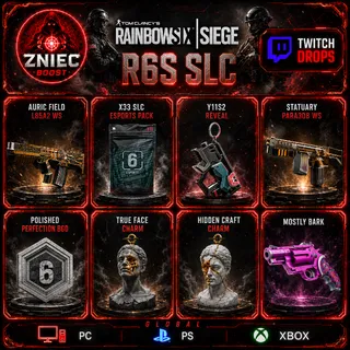 X33 SLC ESPORTS PACK | 3 Weapon Skin | 2 CHARM | POLISHED PERFECTION BGD | R6S SLC Twitch Drops Tom Clancys Rainbow Six Siege