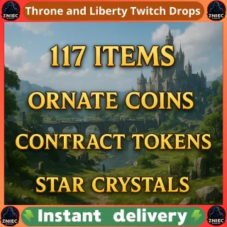 117 Items | 5150 Ornate Coins | 900 Contract Tokens | 1300 Star Crystals  |  Throne and Liberty Twitch Drops
