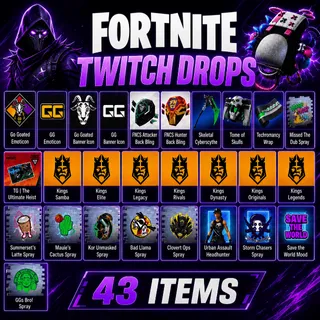 43 Items | Save The World + FNCS Major + Kings League + Go Goated | Fortnite Twitch Drops