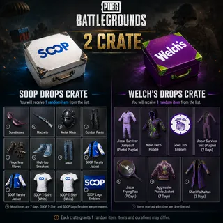 2 Crate | SOOP Drops Crate + Welch's Drops Crate | PUBG: Battlegrounds
