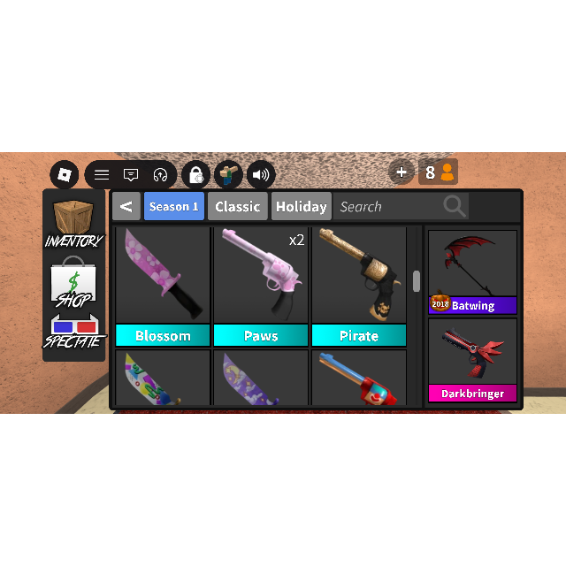WHOLE INVENTORY | MURDER MYSTERY 2 - Murder Mystery 2 Game Item - Gameflip