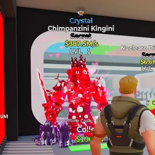 CRYSTAL CHIMPANZINI KINGINI 1 TRAIT 387.5M/S STEAL THE BRAINROT FORTNITE